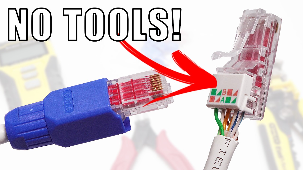 How to Wire Up Ethernet Plugs WITHOUT special tools!! (Tool Free RJ45 Connector for CAT5e & CAT6)